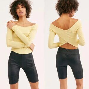 Free People Black Heatwave Faux Suede Bike Shorts